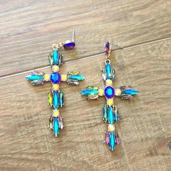 Moroccan cross earrings Bohemian style - Picture 1 of 5